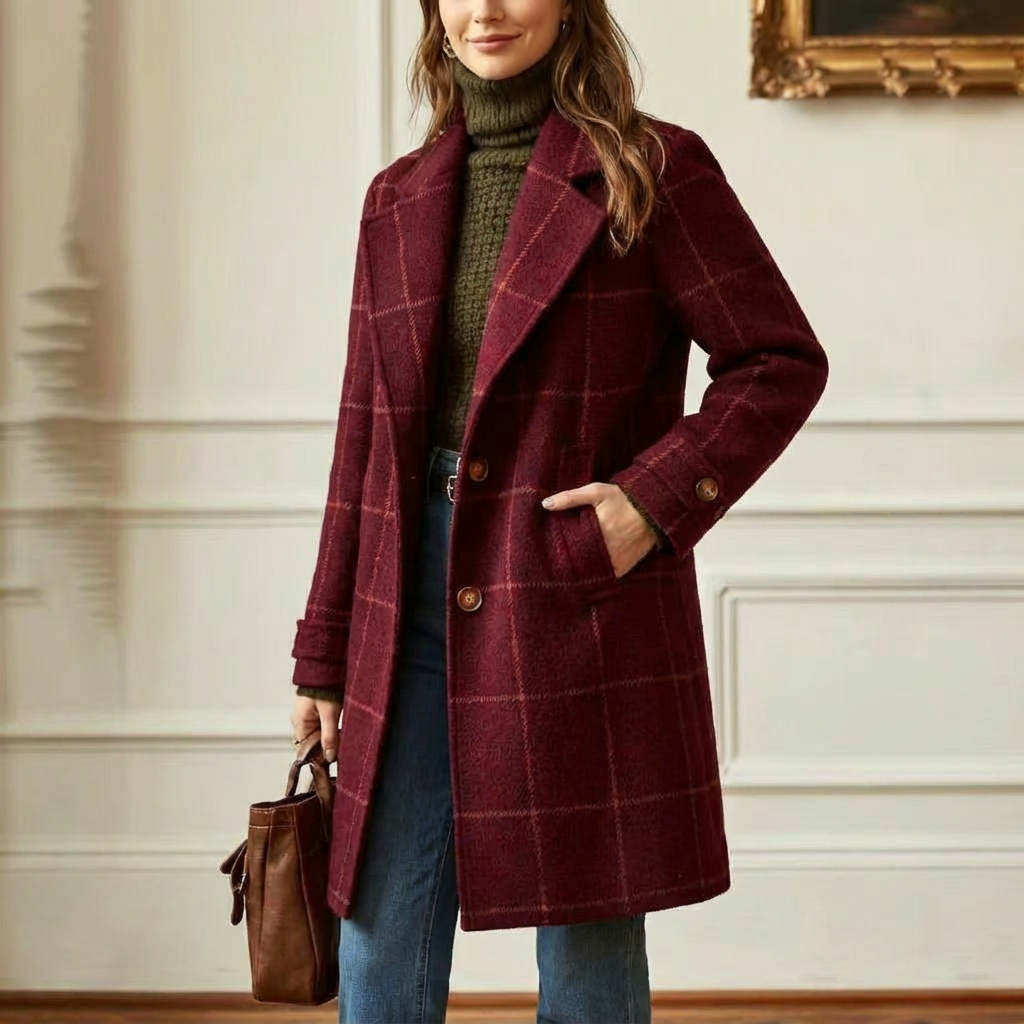 Juliette - Classy Wool Check Coat