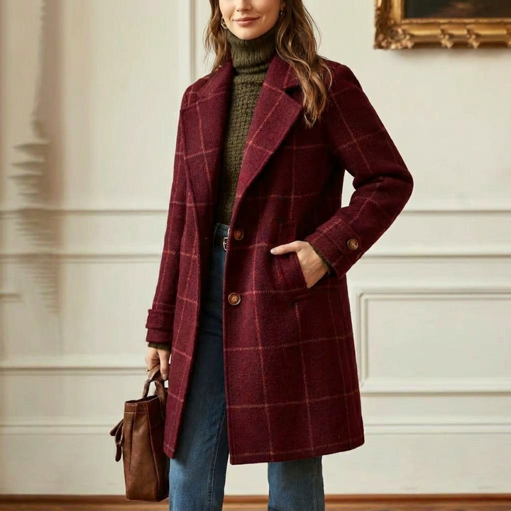 Juliette - Classy Wool Check Coat