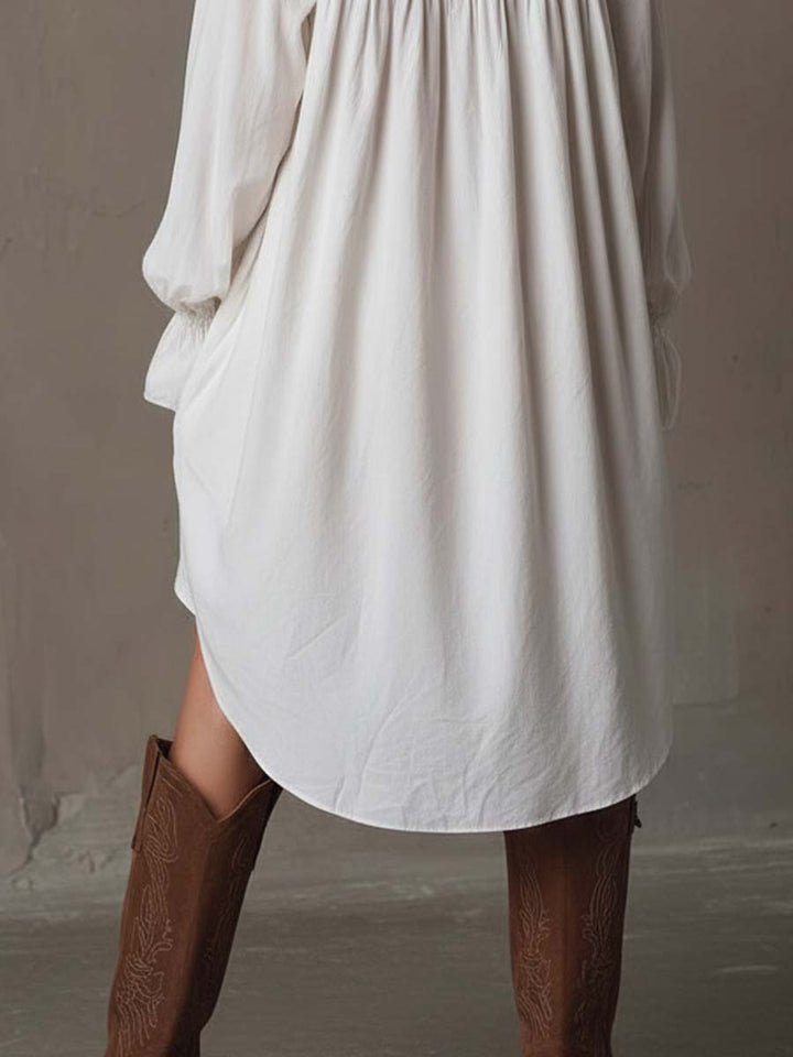 Judith | Retro Lace Irregular Hem Long-Sleeve Dress