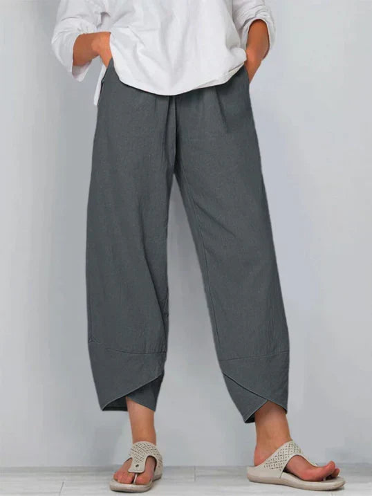Clara | Women's High-Waist Wide-Leg Tulip Hem Trousers