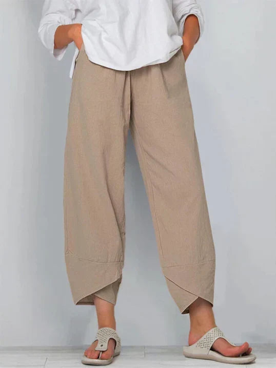 Clara | Women's High-Waist Wide-Leg Tulip Hem Trousers