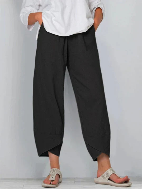 Clara | Women's High-Waist Wide-Leg Tulip Hem Trousers