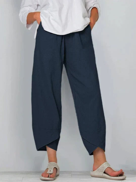 Clara | Women's High-Waist Wide-Leg Tulip Hem Trousers