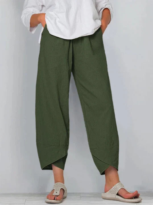 Clara | Women's High-Waist Wide-Leg Tulip Hem Trousers