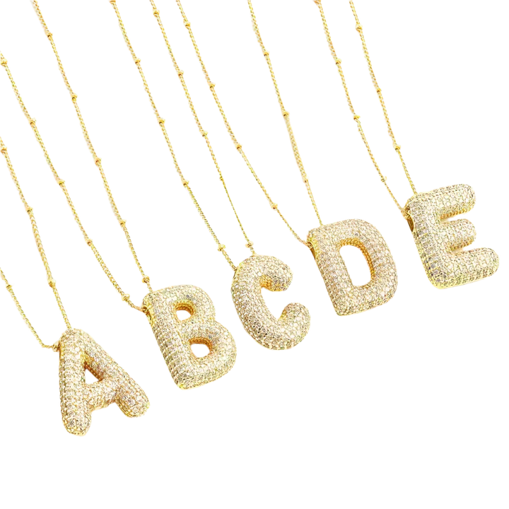 Gold Bubble Letter Necklace