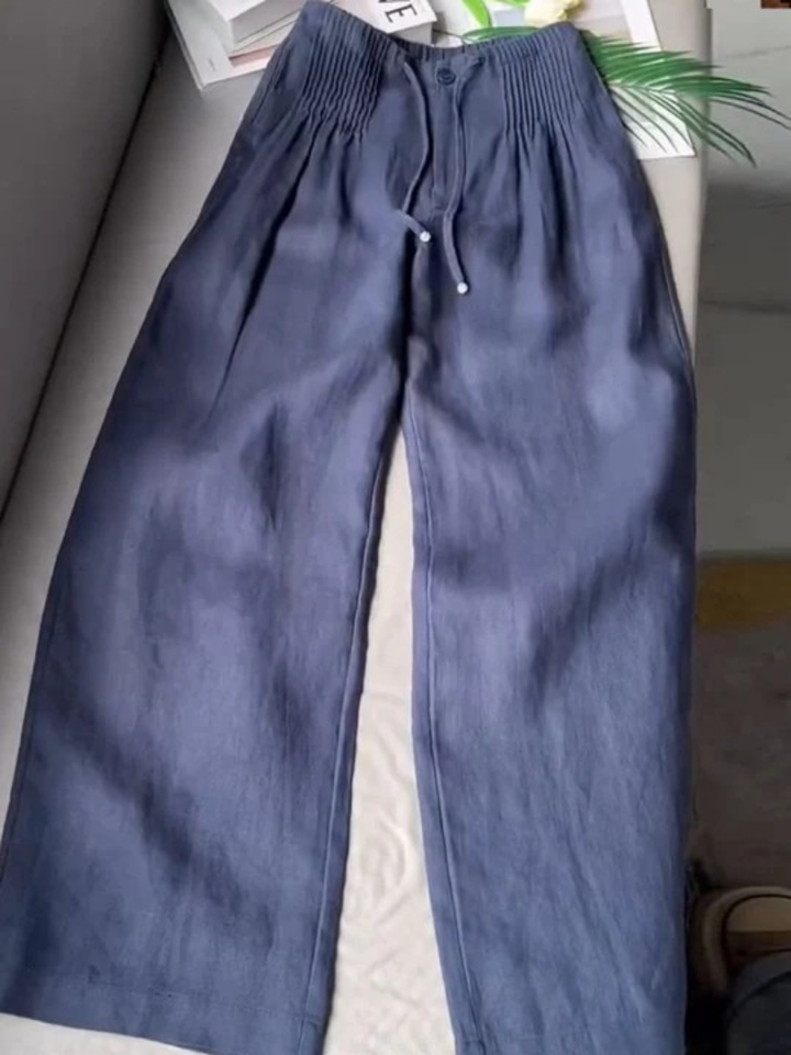 Noryssa™ - Wide Leg Trousers in Cotton and Linen Blend