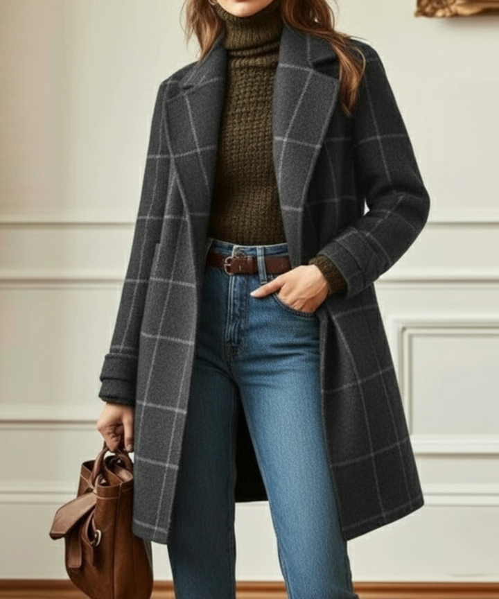 Juliette - Classy Wool Check Coat