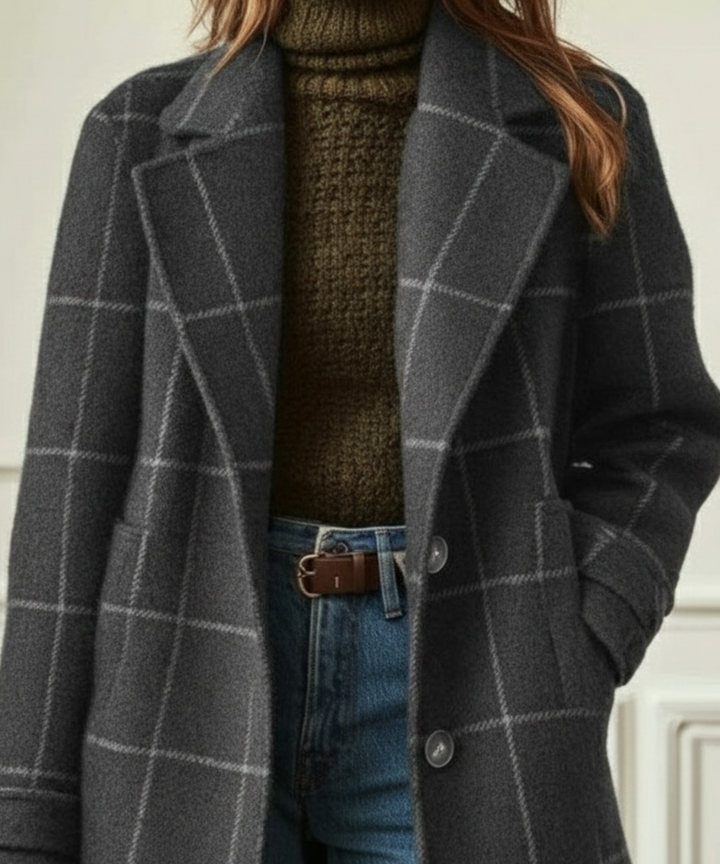 Juliette - Classy Wool Check Coat