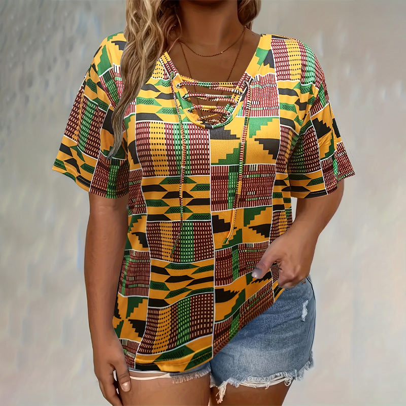 Loose Tie-Dye Top with Tie