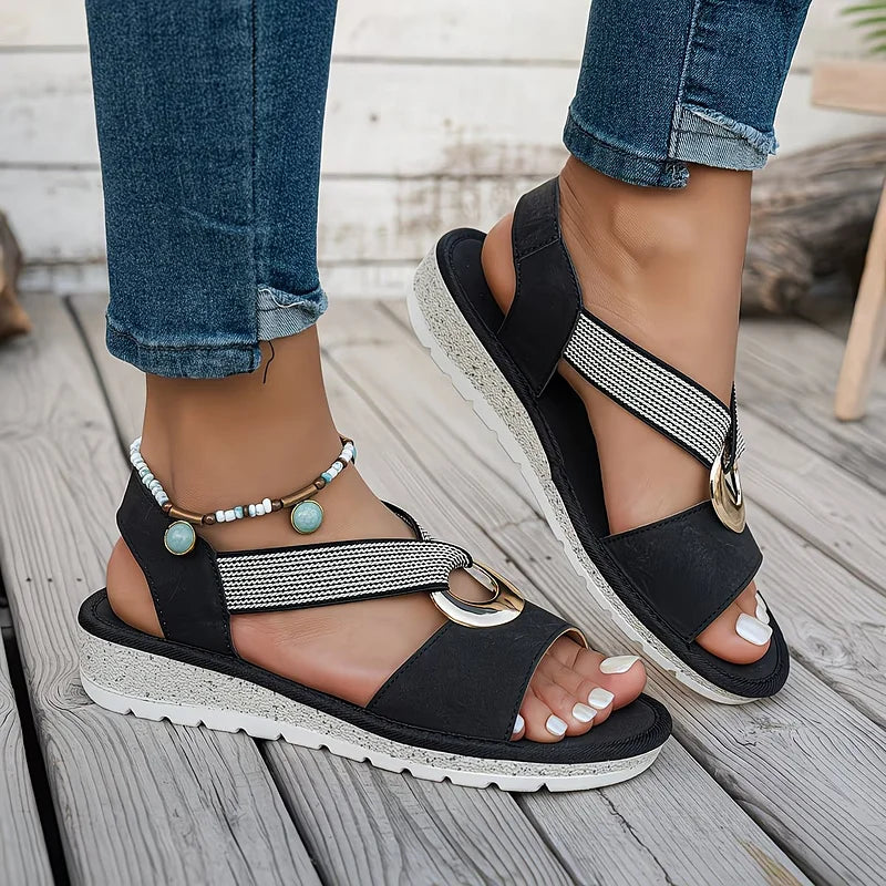 Helen | Flat Sandals with Metal Buckle