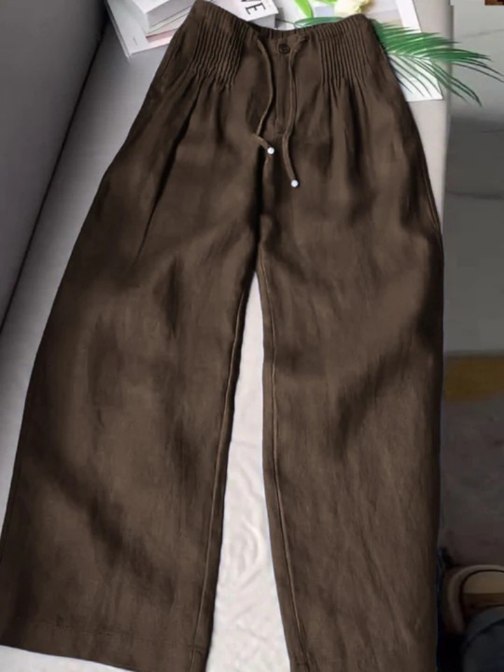 Noryssa™ - Wide Leg Trousers in Cotton and Linen Blend
