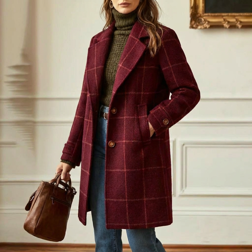 Juliette - Classy Wool Check Coat
