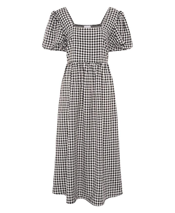 Black Gingham Midi Dress