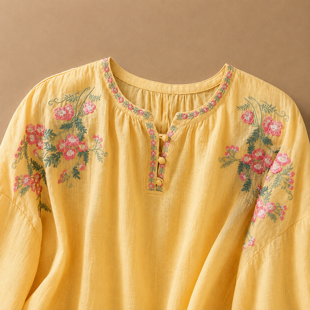 Marielle Floral Cotton Linen Blouse