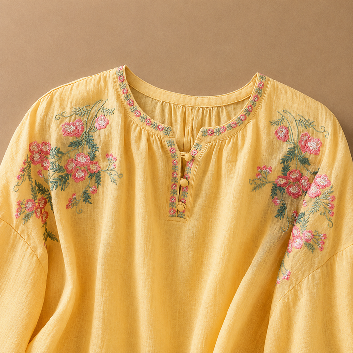 Marielle Floral Cotton Linen Blouse