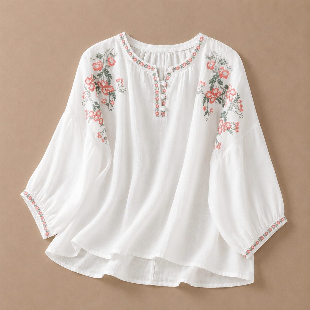 Marielle Floral Cotton Linen Blouse