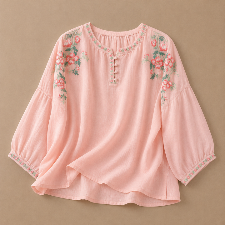 Marielle Floral Cotton Linen Blouse