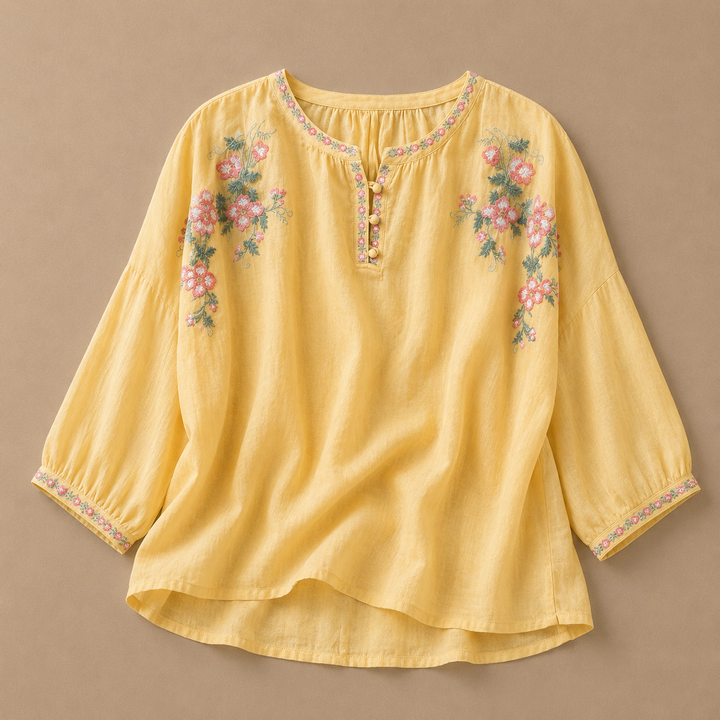 Marielle Floral Cotton Linen Blouse