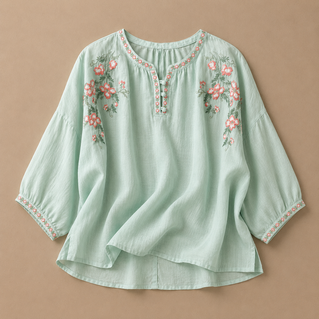 Marielle Floral Cotton Linen Blouse