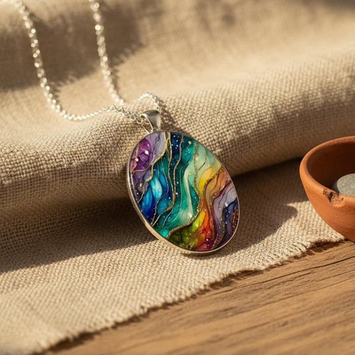 Artisan Rainbow Swirl Pendant Necklace