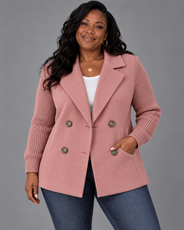 Carla | Elegant Blazer with Knit Sleeves