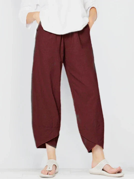 Clara | Women's High-Waist Wide-Leg Tulip Hem Trousers