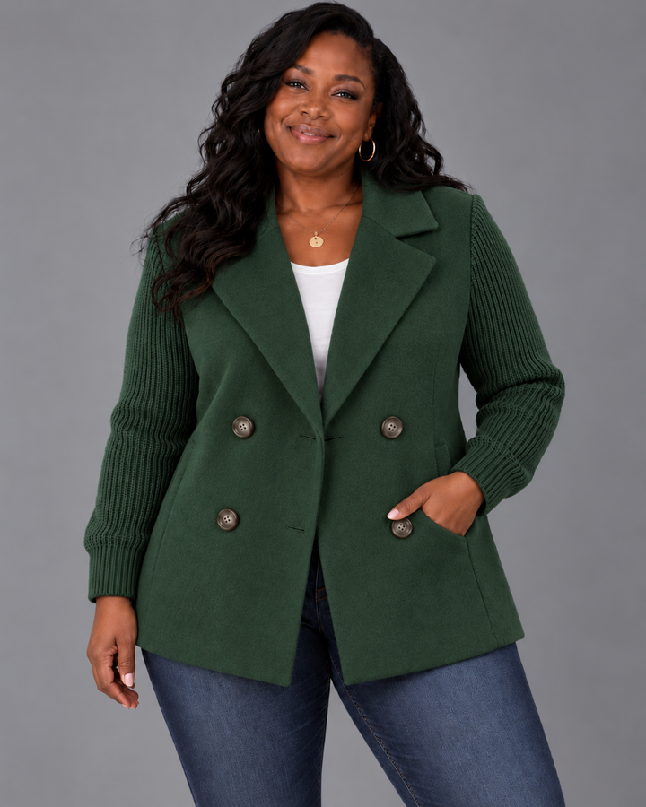 Carla | Elegant Blazer with Knit Sleeves