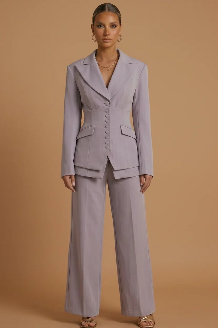 Women's Tailored Blazer and Wide-Leg Trousers | Elegant Formal Pant Suit Set