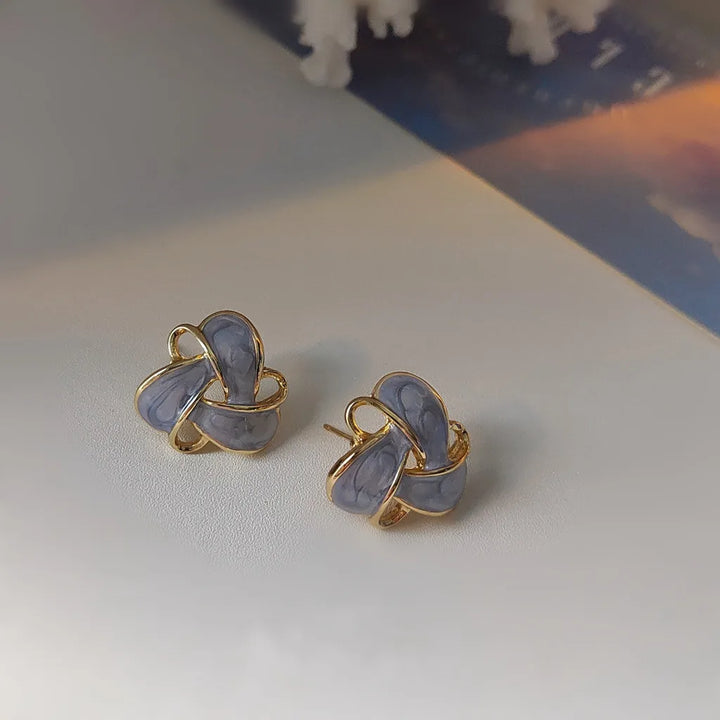 Elegant Vintage Purple Enamel Earrings