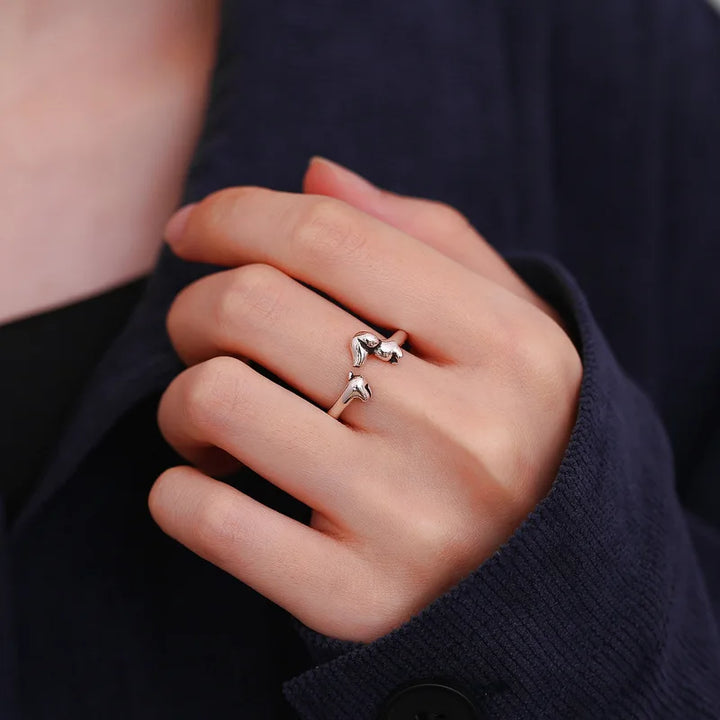 Silver Dachshund Hug Ring