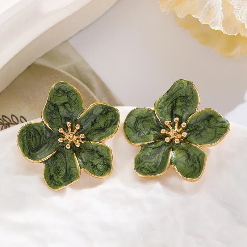 Vintage Emerald Flower Earrings