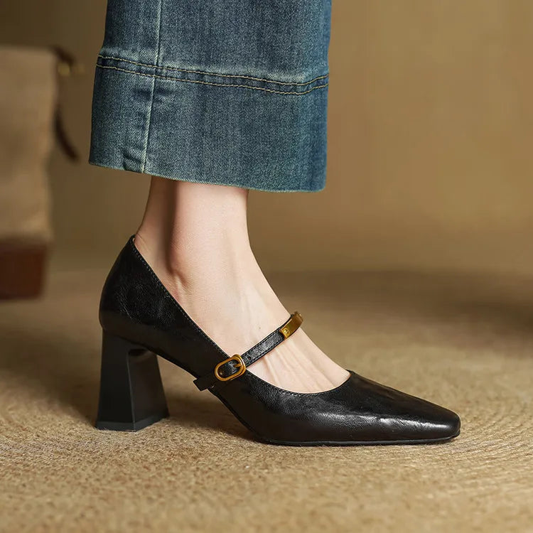 Maela Genuine Leather Heels