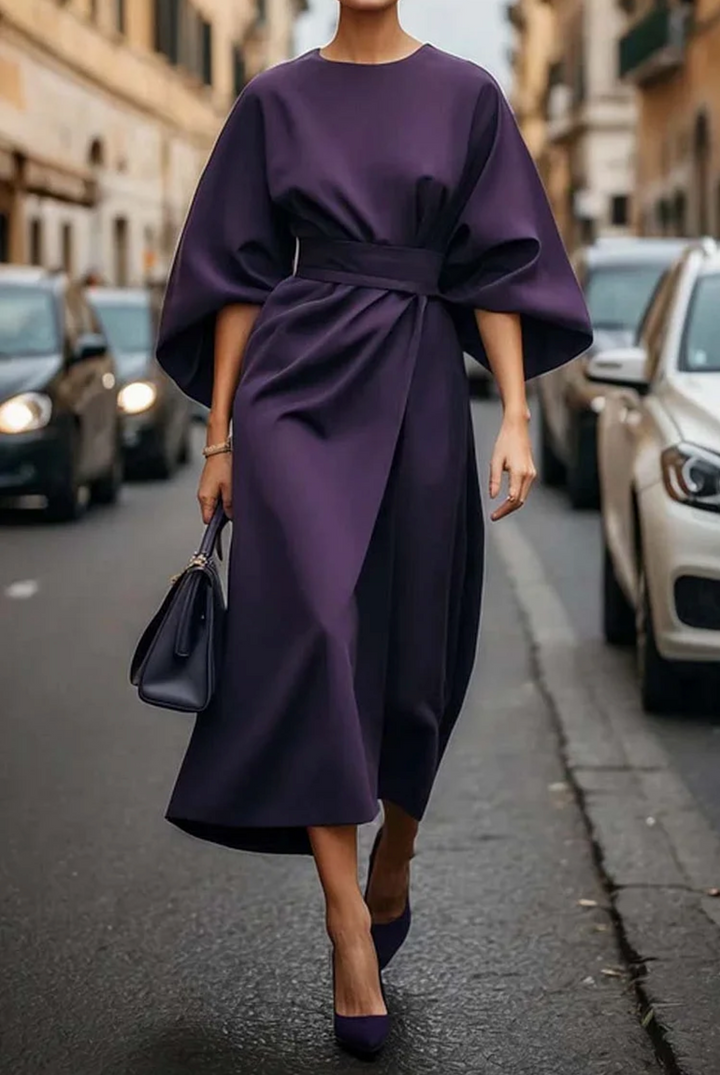 Catherine | Elegant Dress with Lantern Sleeves and Belt