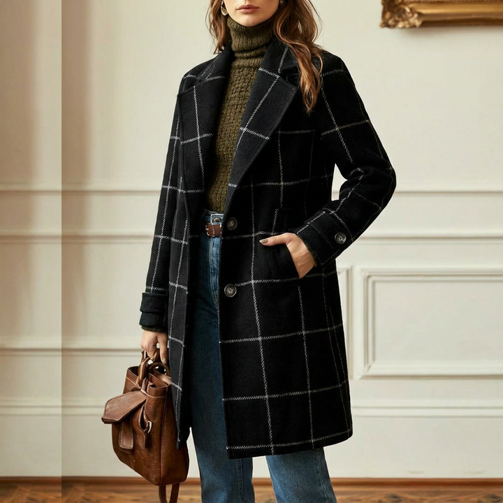 Juliette - Classy Wool Check Coat
