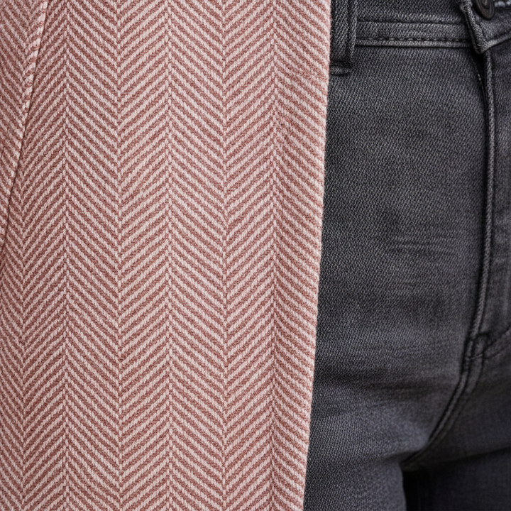Amara | Women's Chic Textured Blazer with Soft Pink Hue