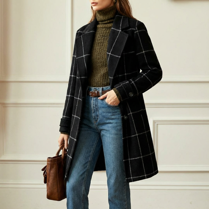 Juliette - Classy Wool Check Coat