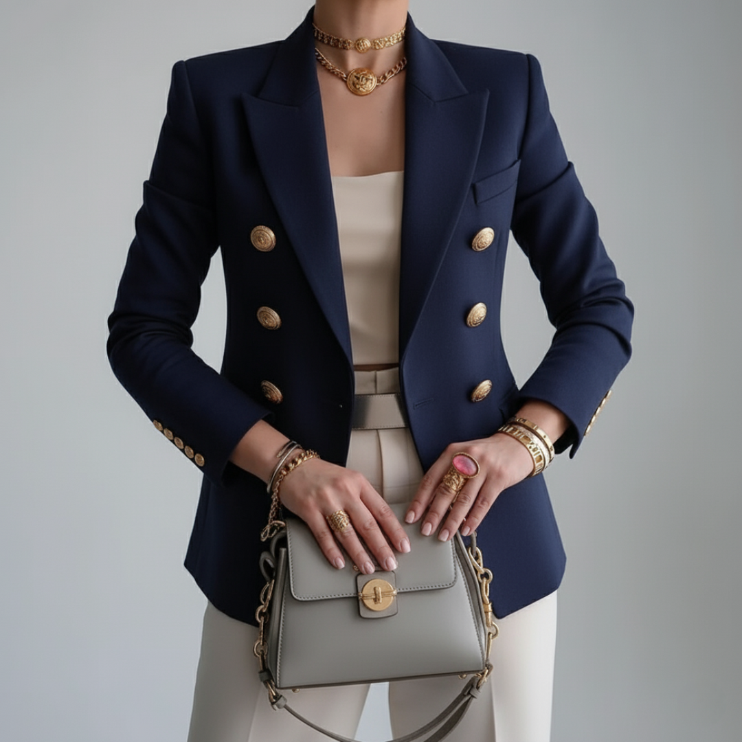 Adelaide | Women's Double-Breasted Tailored Blazer with Gold Buttons