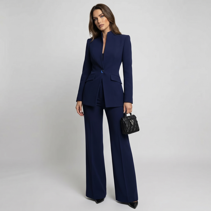 High Collar Blazer Trouser Set