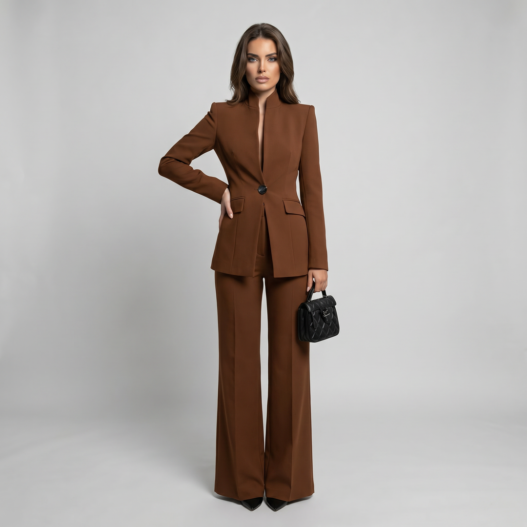 High Collar Blazer Trouser Set