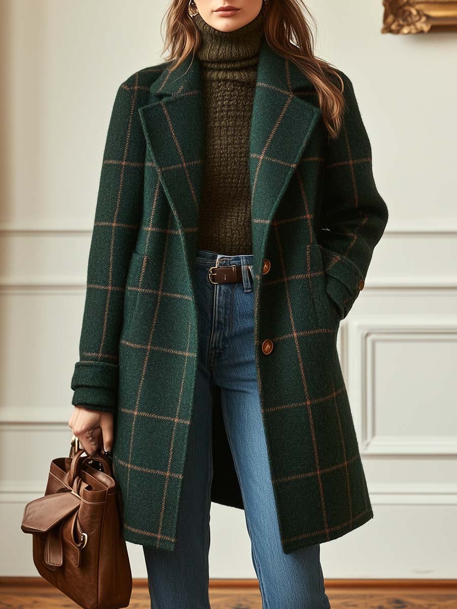 Juliette - Classy Wool Check Coat