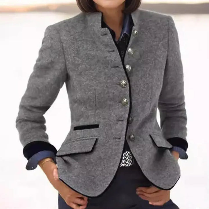 Linda | Tailored Wool Blazer with Contrast Trim